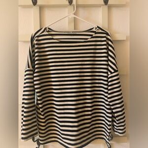 Tradlands Classic Black and Cream Striped Top
